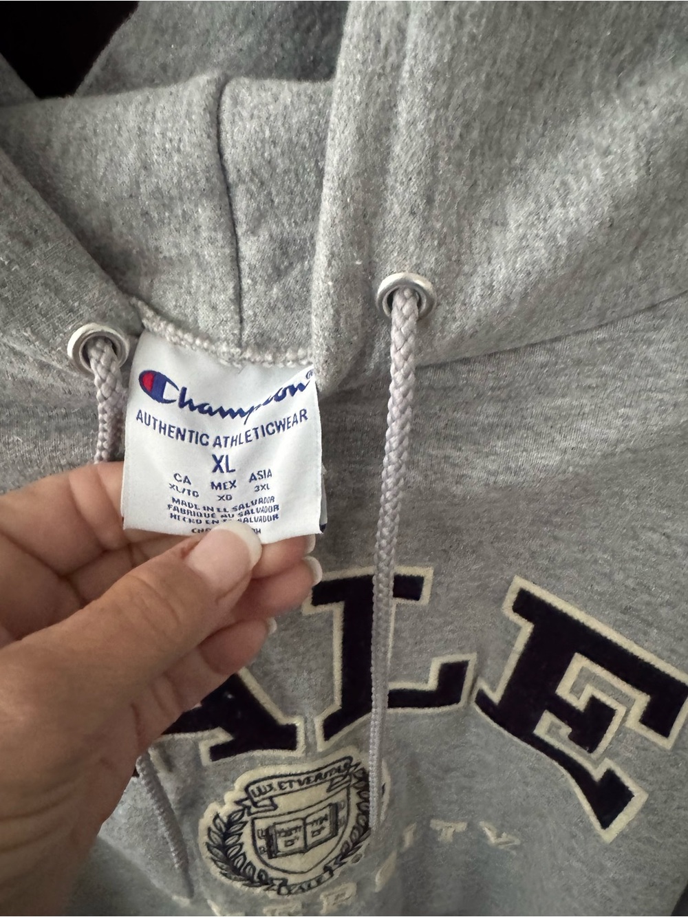 Champion Gray YALE University Hooded Sweatshirt - Picture 2 of 3